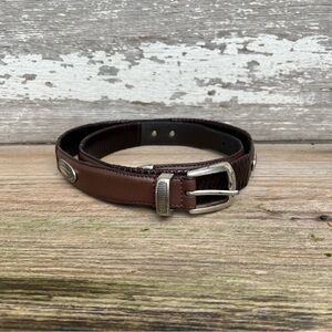 Genuine leather belt with silver metal Conchos. Size 40.